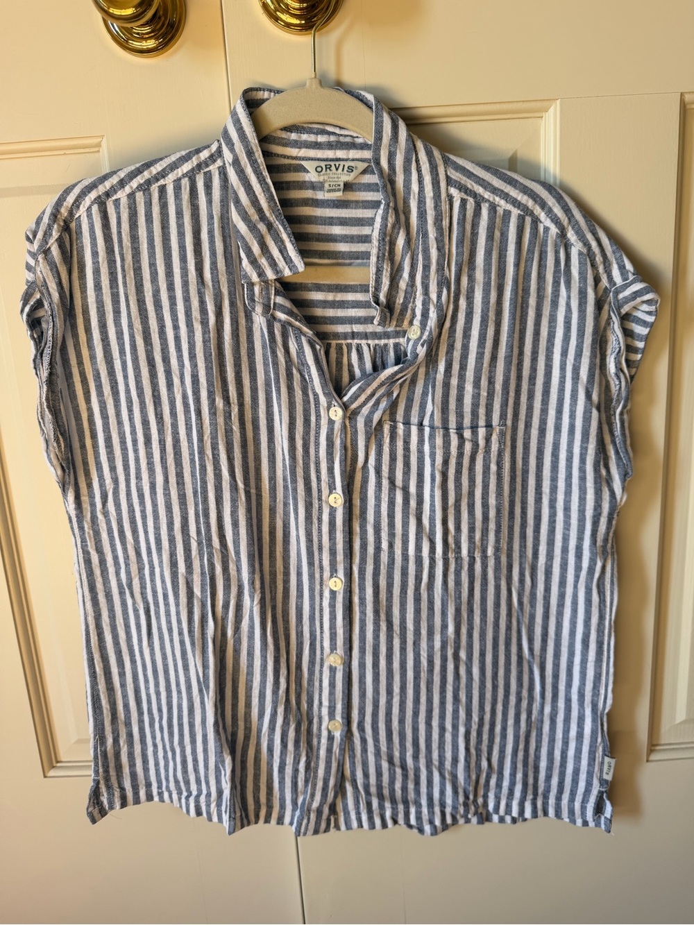 Orvis Women's Blue & White Striped Short-Sleeve Button Shirt